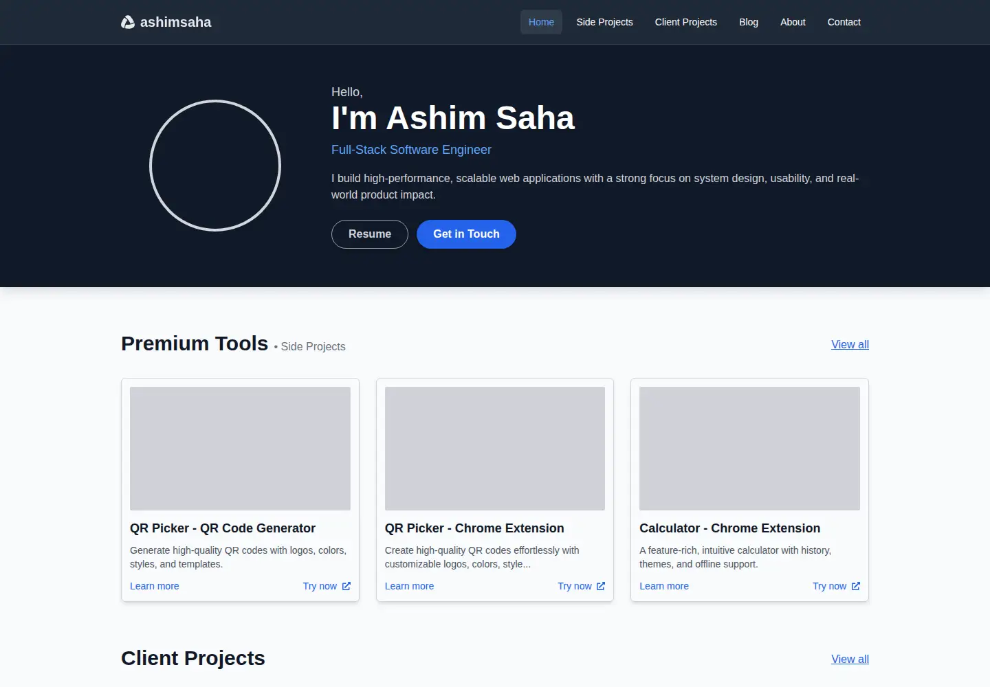 Screenshot of ashimsaha.net