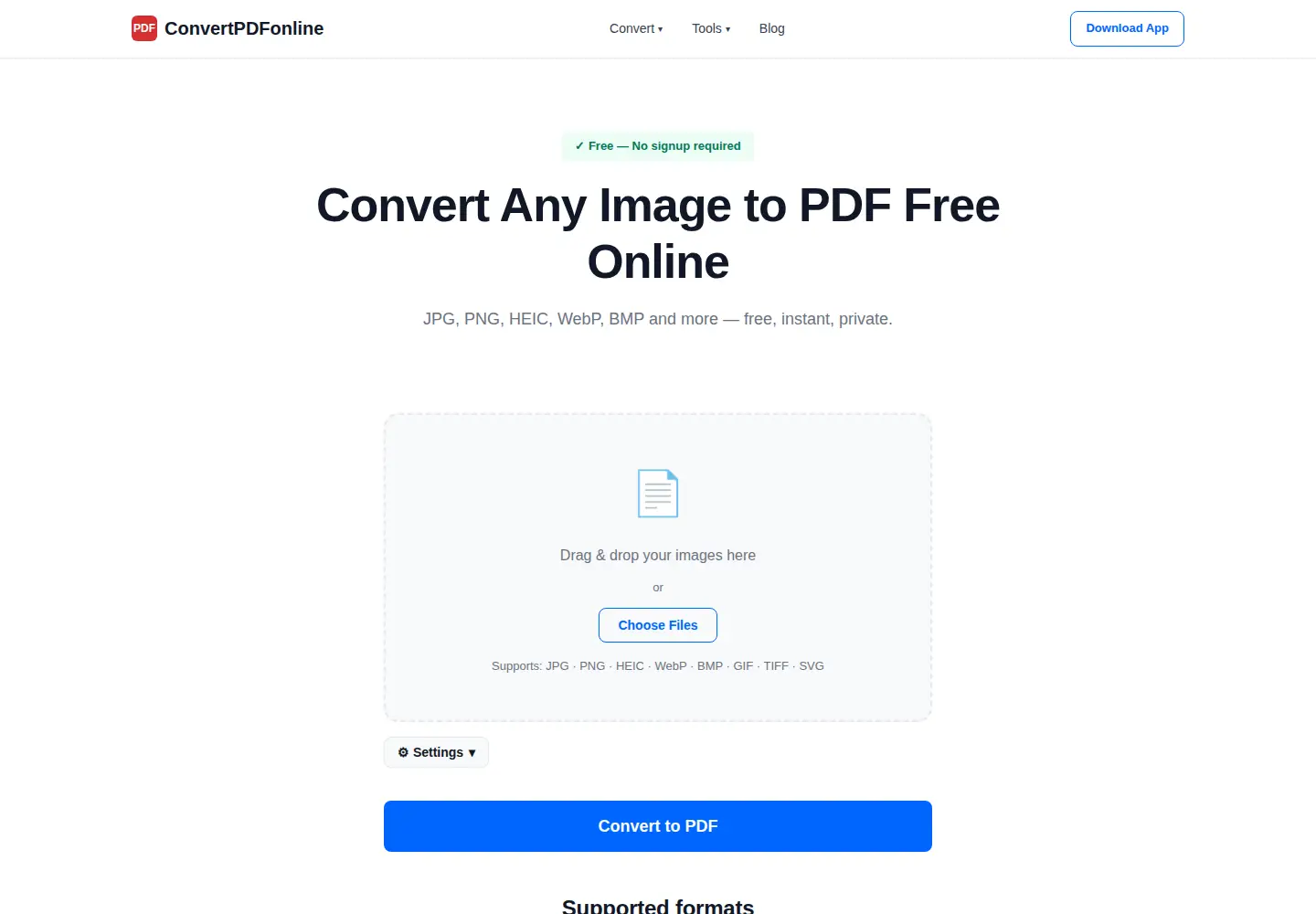 Screenshot of convertpdfonline.net