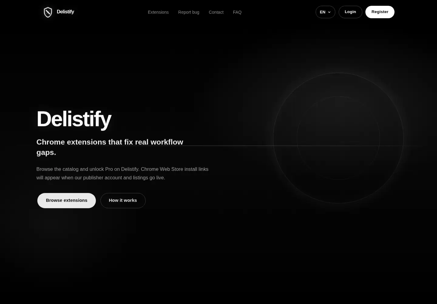 Screenshot of delistify.net