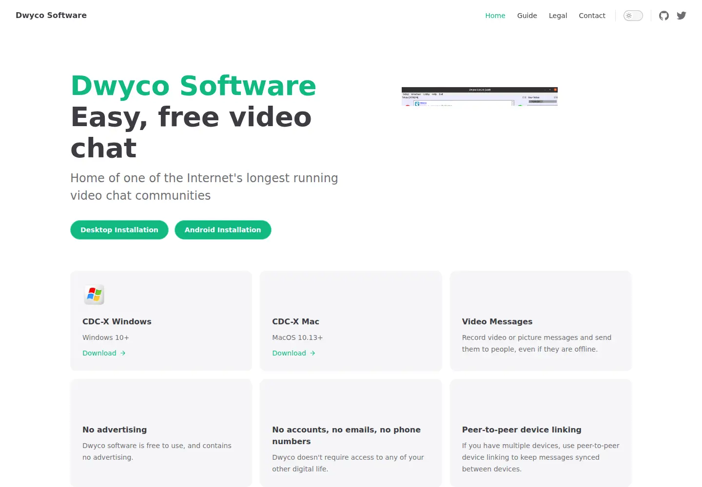 Screenshot of dwyco.net