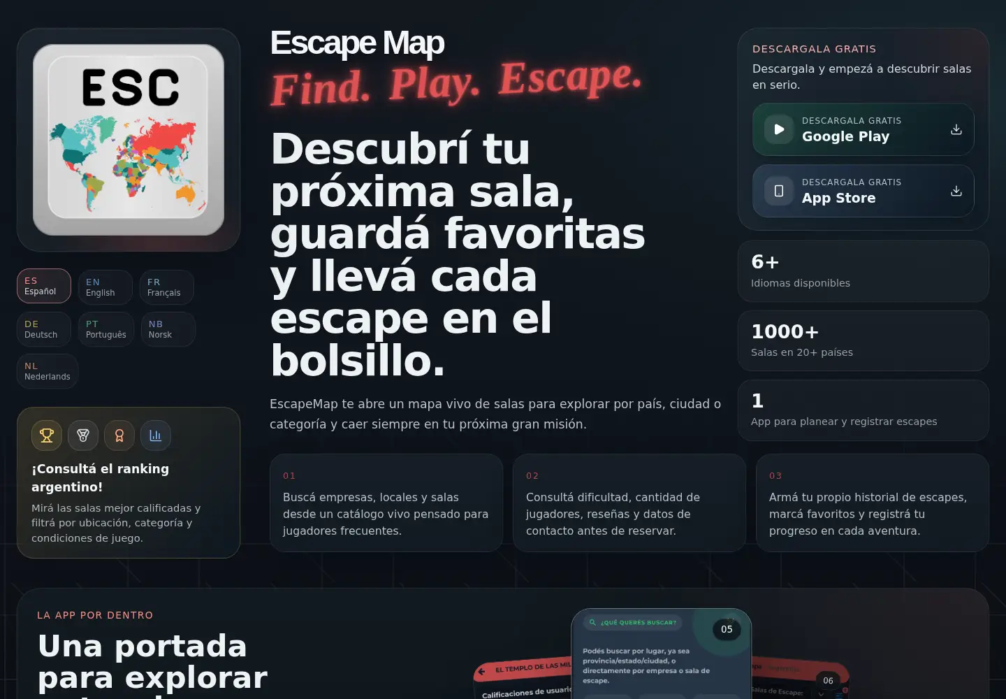 Captured homepage of escapemap.net in the current scan