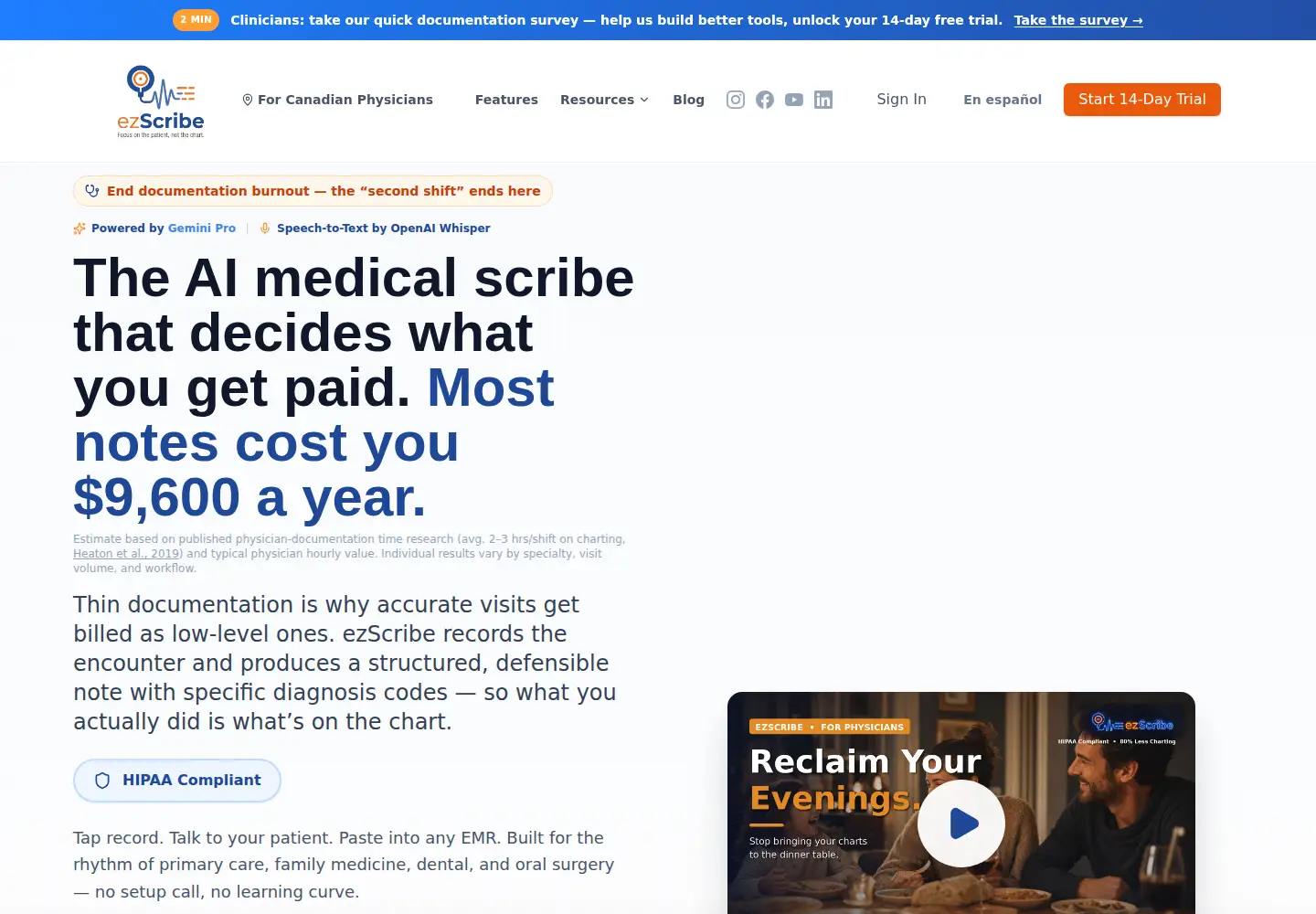 Captured homepage of ezscribe.net in the current scan