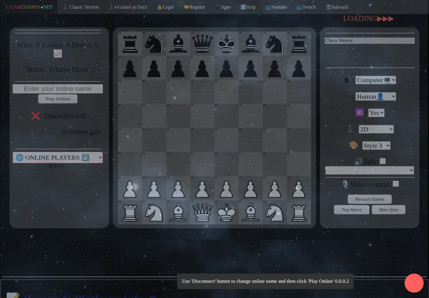 Captured homepage of gamehands.net in the current scan