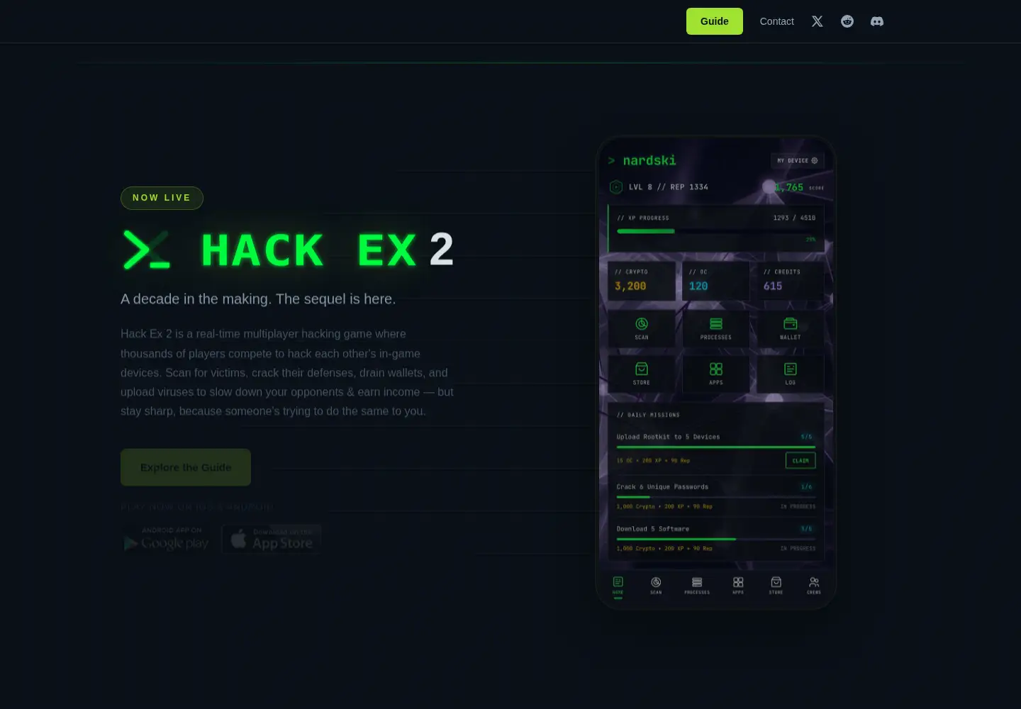 Captured homepage of hackex.net in the current scan