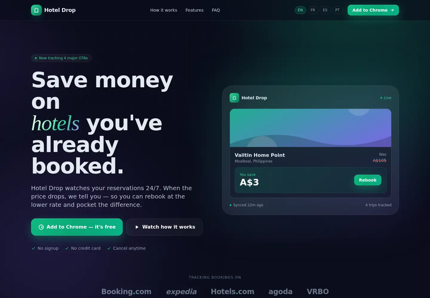 Screenshot of hoteldrop.net