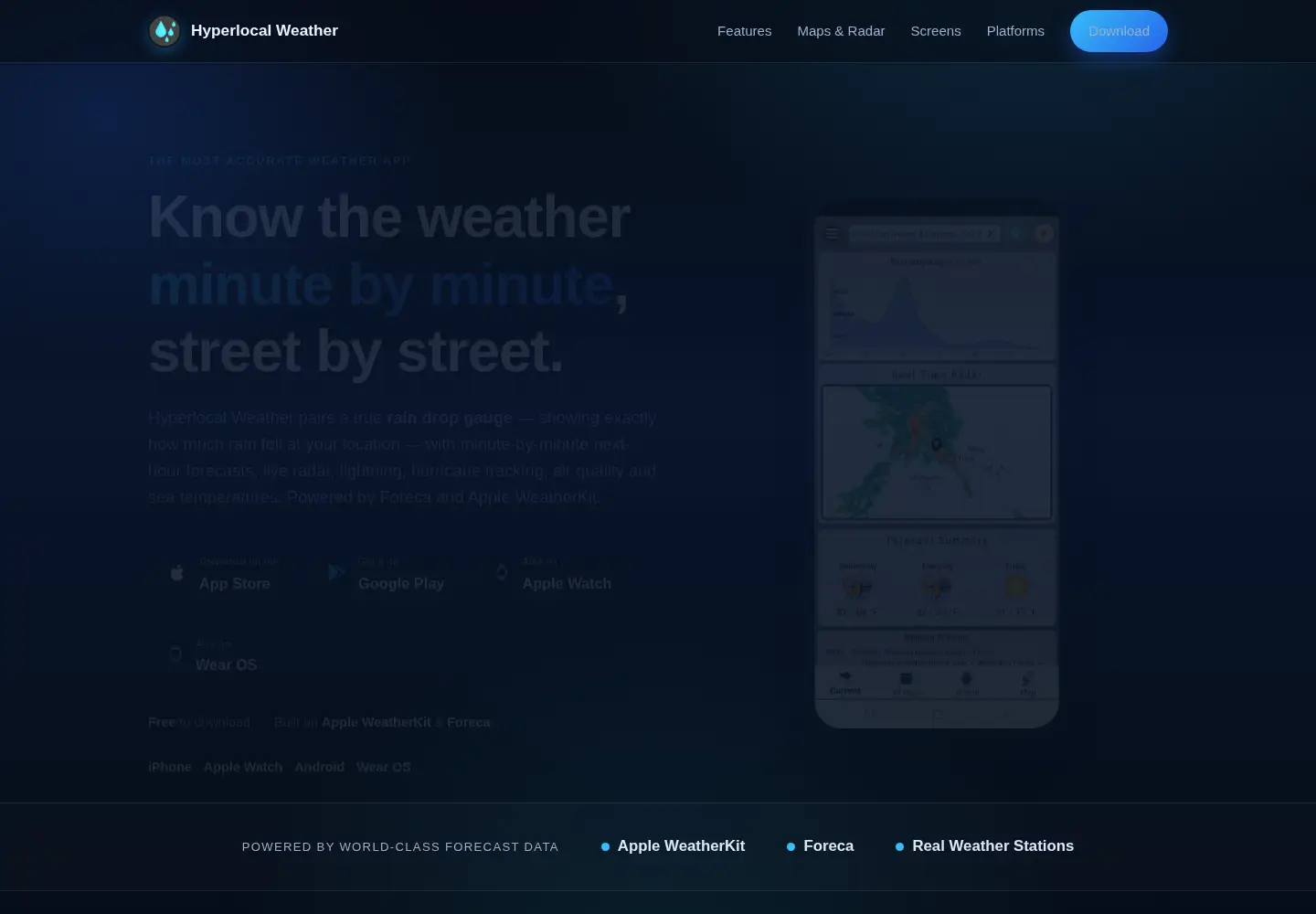Screenshot of hyperlocalweather.net