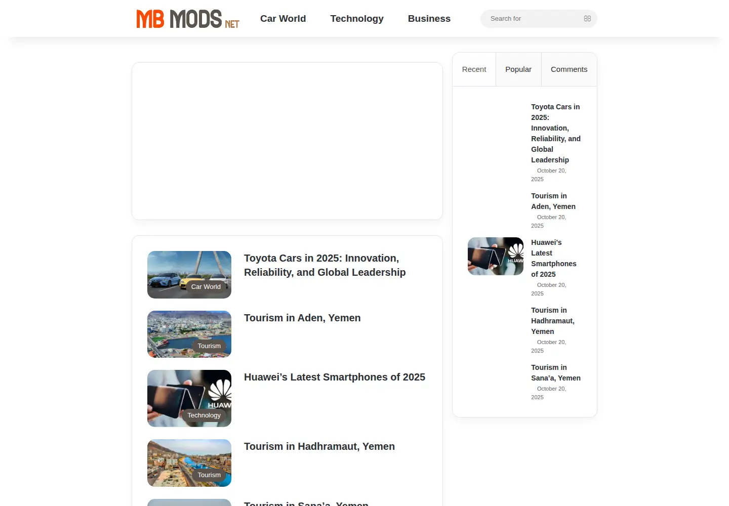 Captured homepage of mbmods.net in the current scan