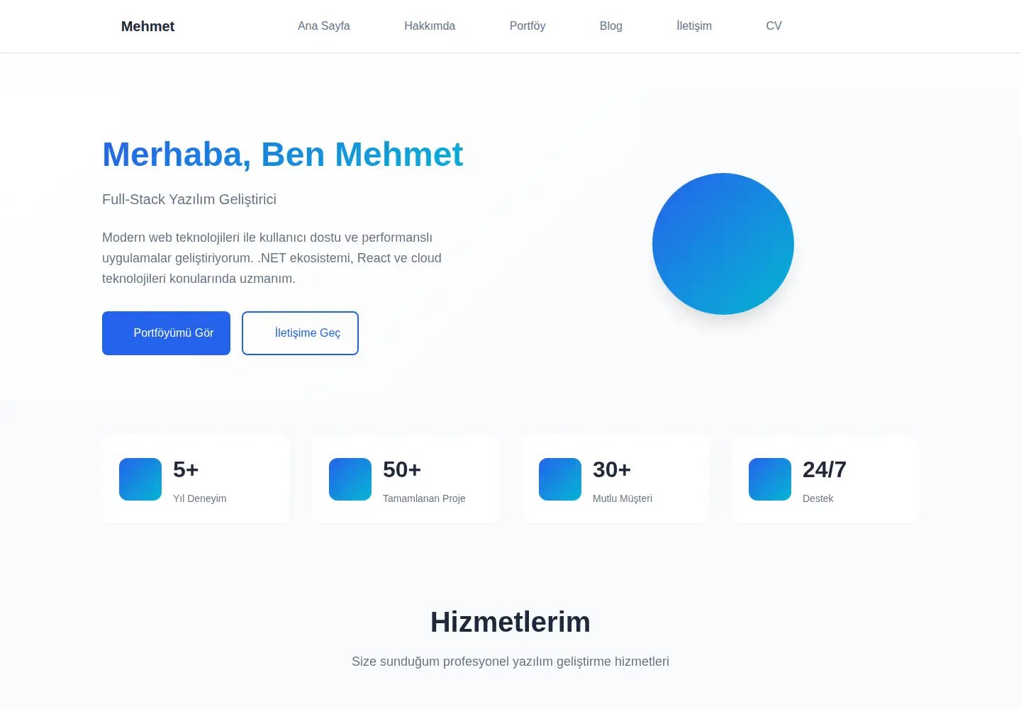 Screenshot of mehmetcetin.net