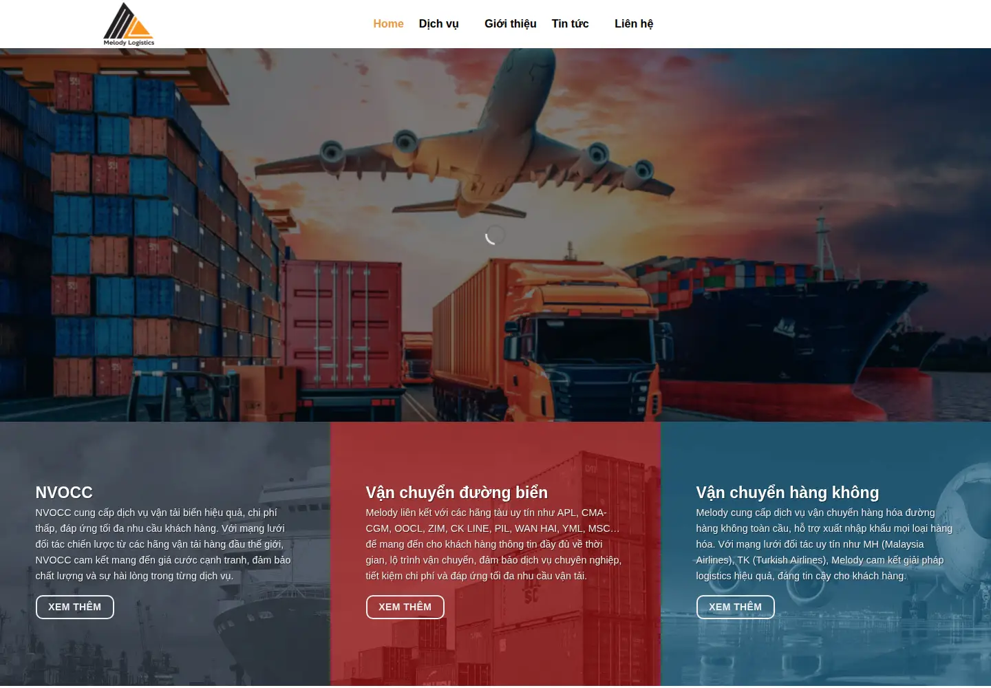 Captured homepage of melodylogistics.net in the current scan