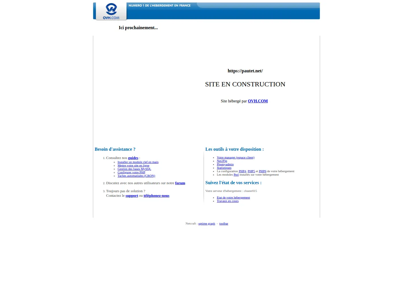 Captured homepage of pautet.net in the current scan