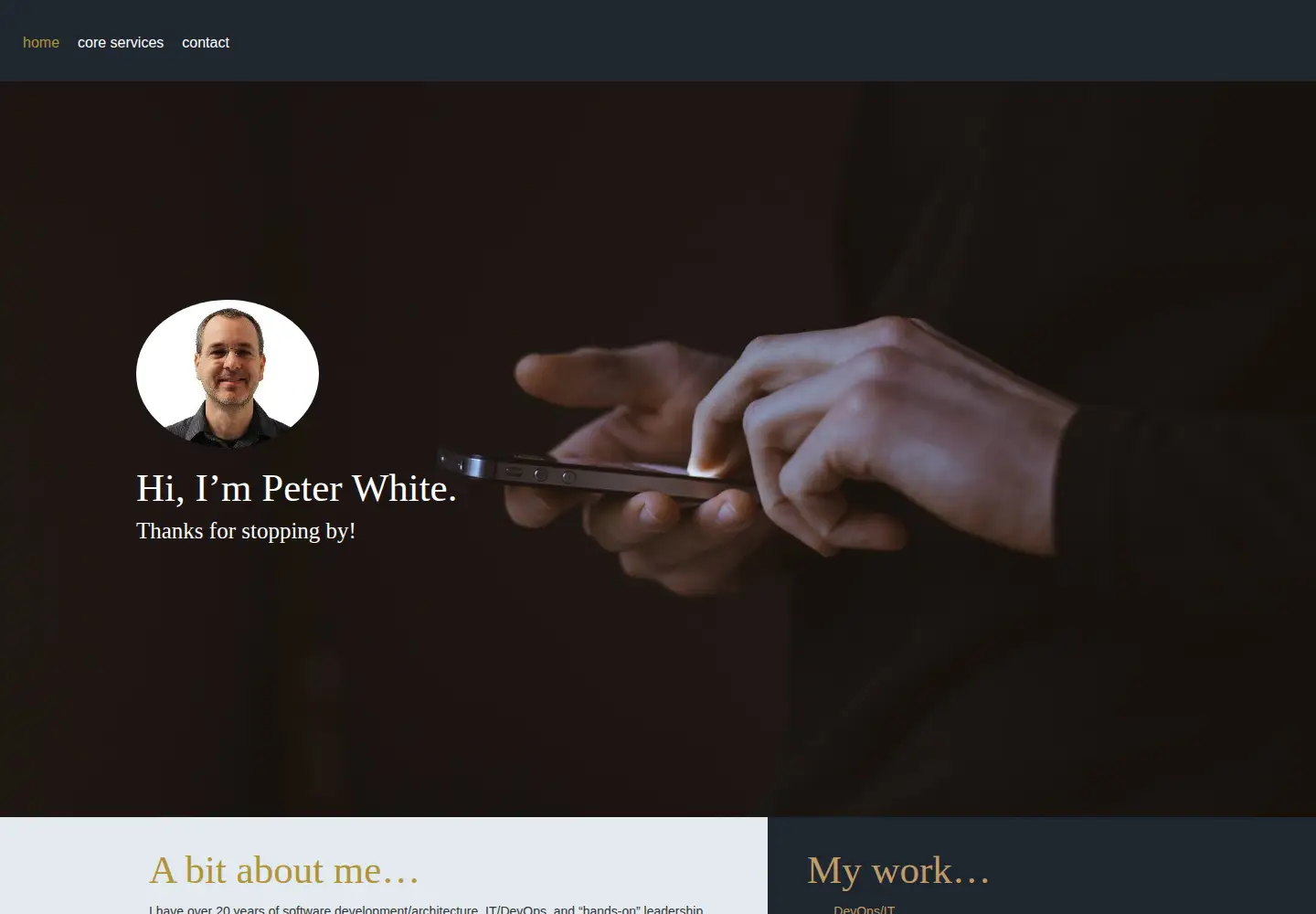 Captured homepage of peterwhite.net in the current scan