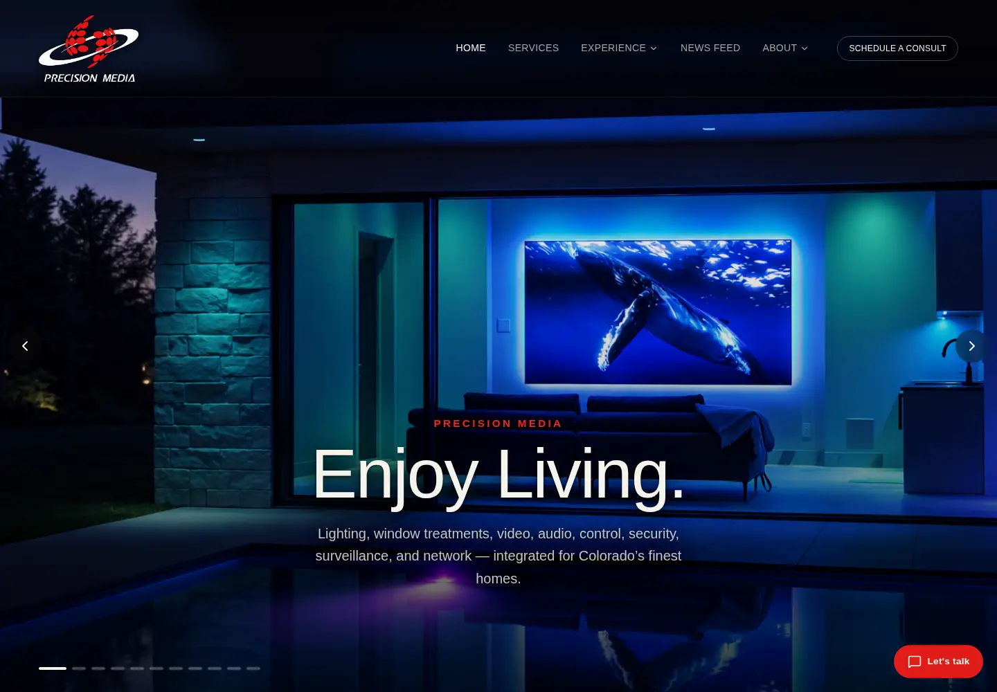 Captured homepage of precisionav.net in the current scan