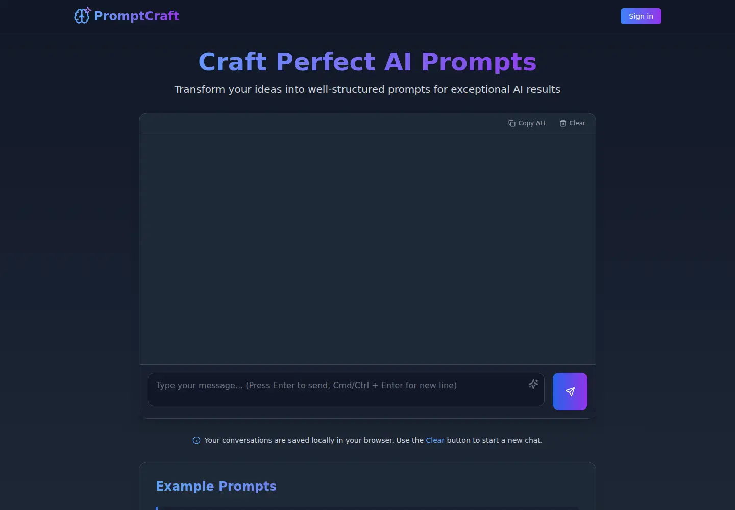 Screenshot of promptcraft.net