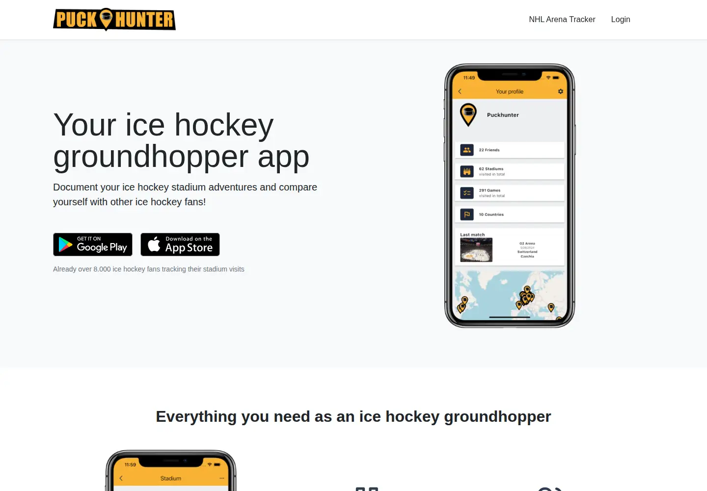 Screenshot of puckhunter.net