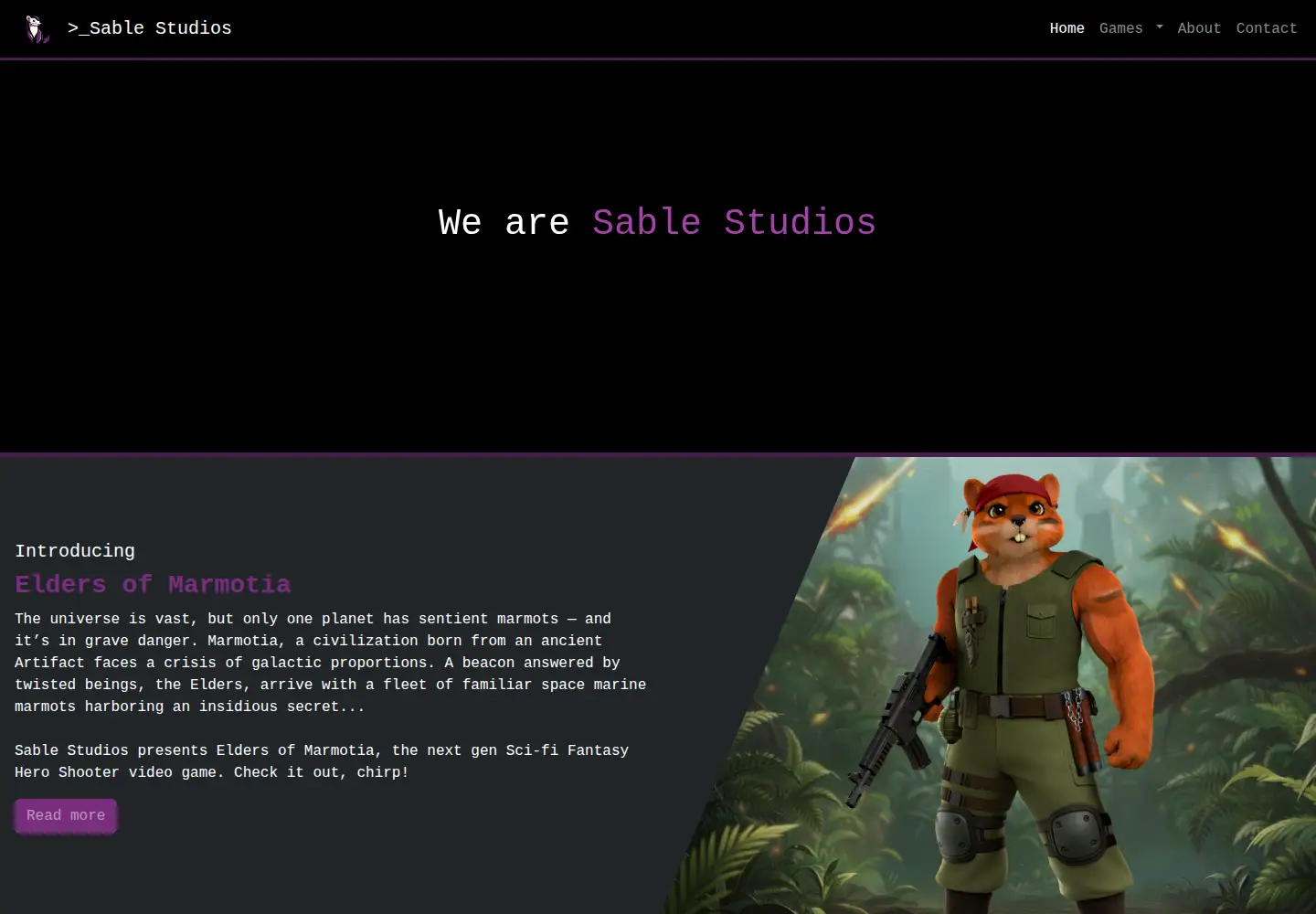 Captured homepage of sablestudios.net in the current scan