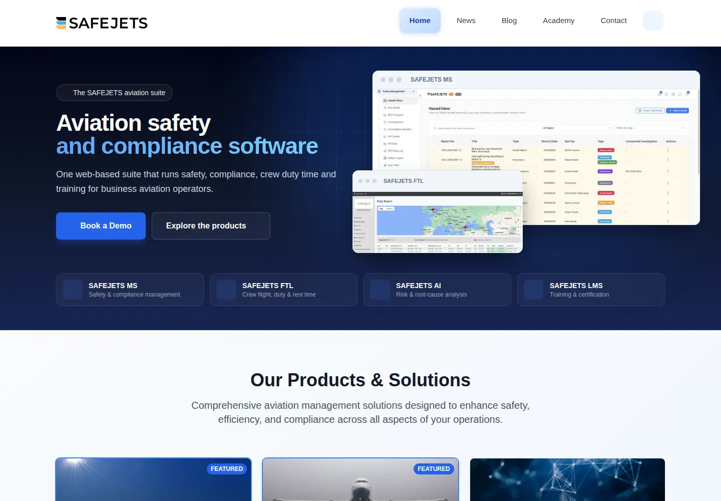 Captured homepage of safejets.net in the current scan