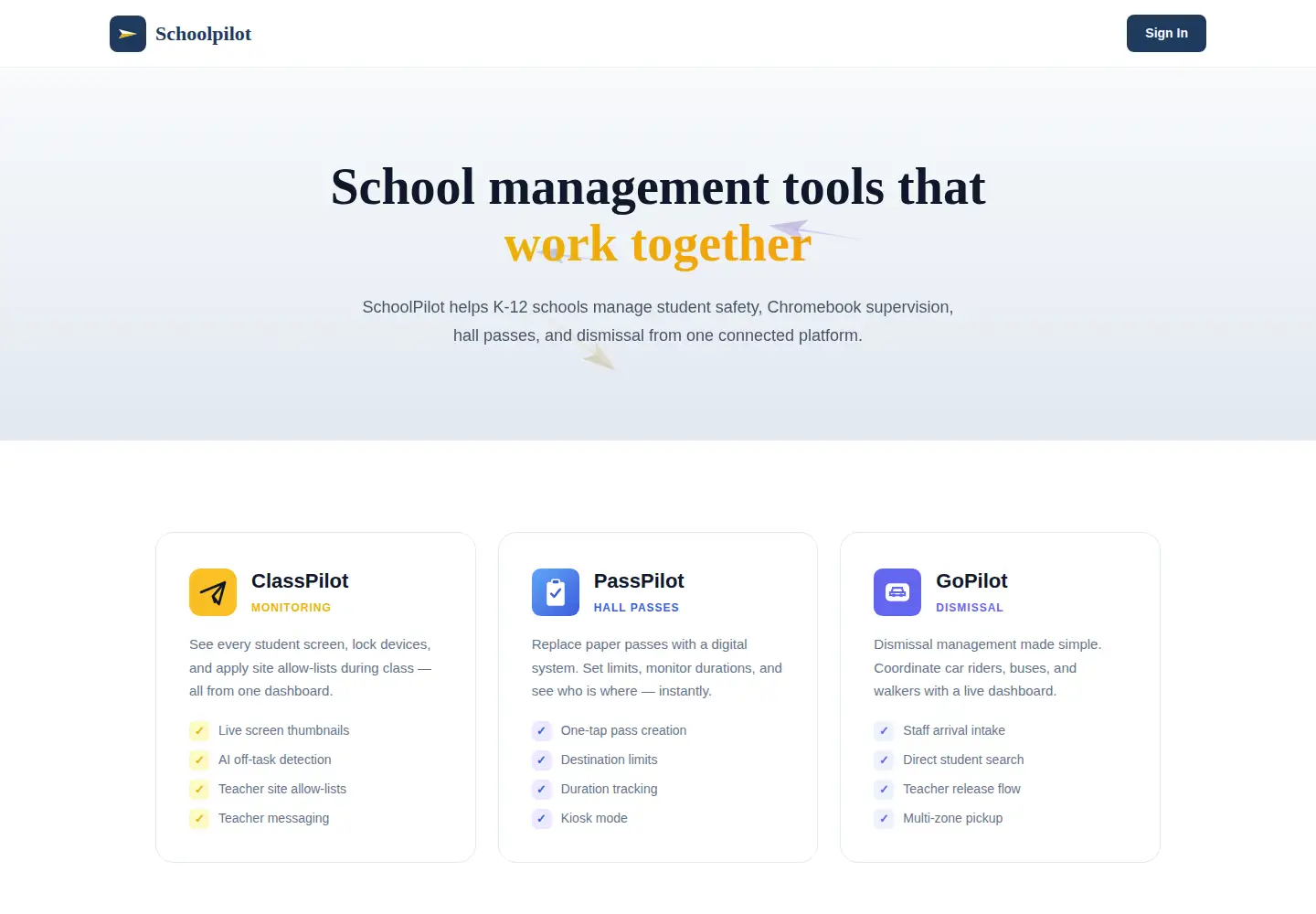 Captured homepage of school-pilot.net in the current scan