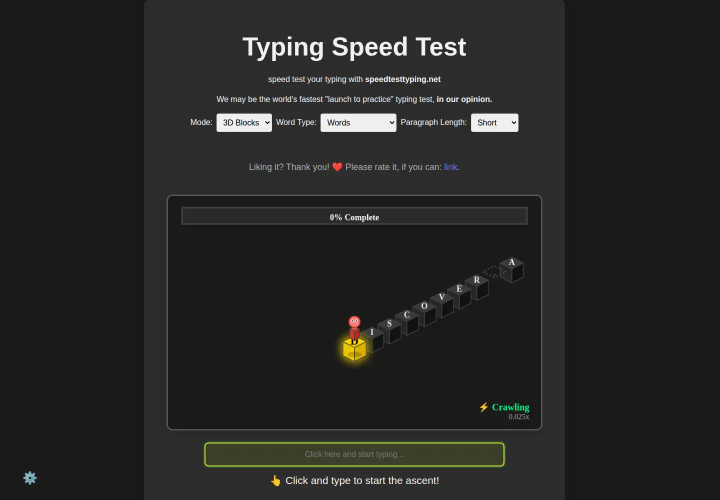 Captured homepage of speedtesttyping.net in the current scan