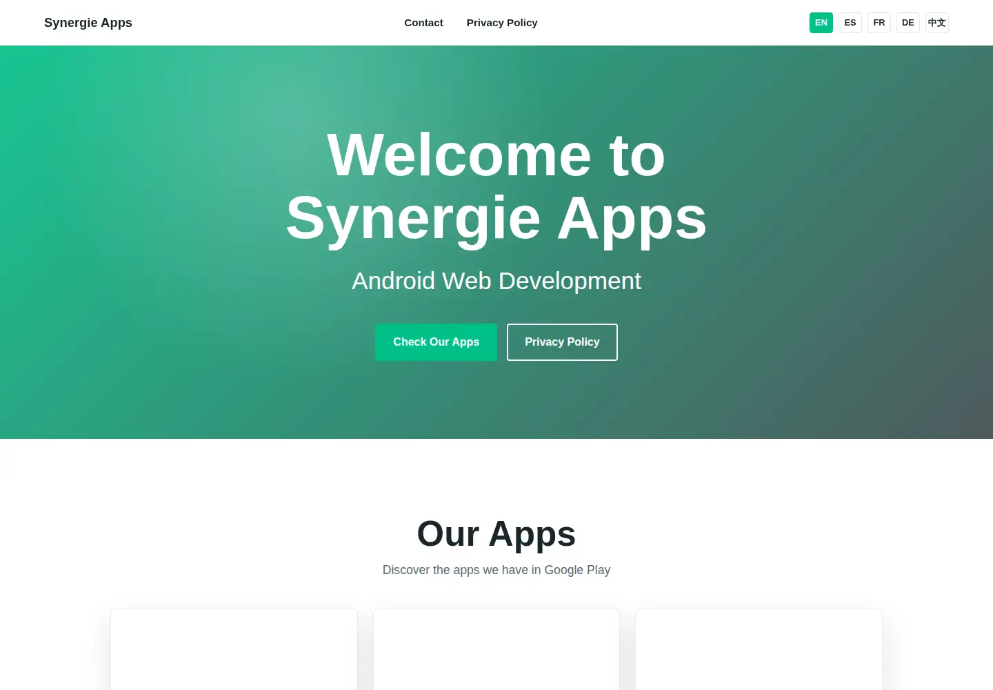 Captured homepage of synergieapps.net in the current scan