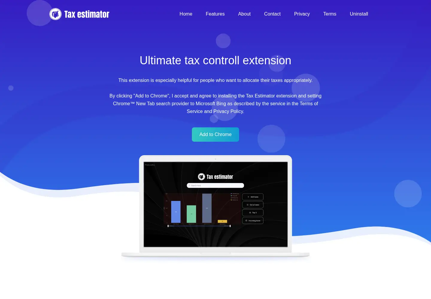 Captured homepage of taxestimator.net in the current scan