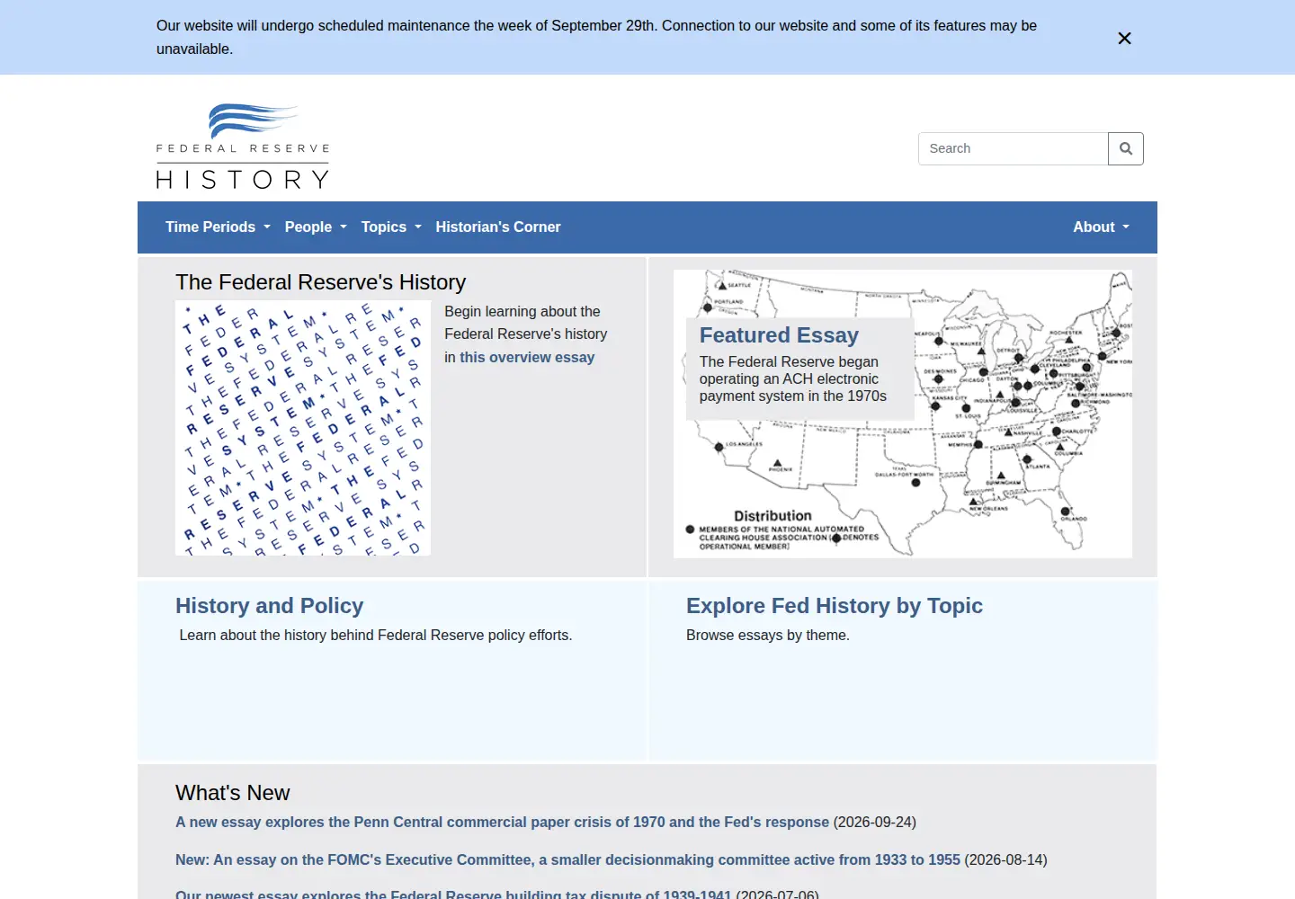 Screenshot of federalreservehistory.org