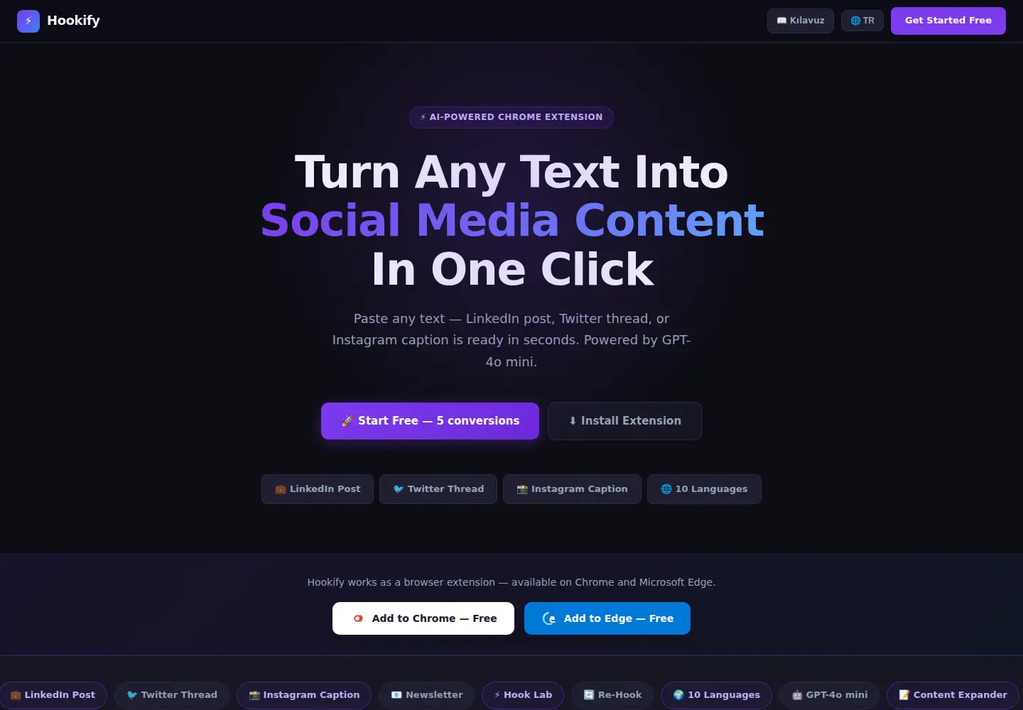 Screenshot of usehookify.net