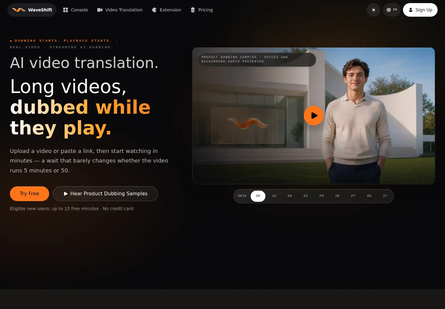 Screenshot of waveshift.net