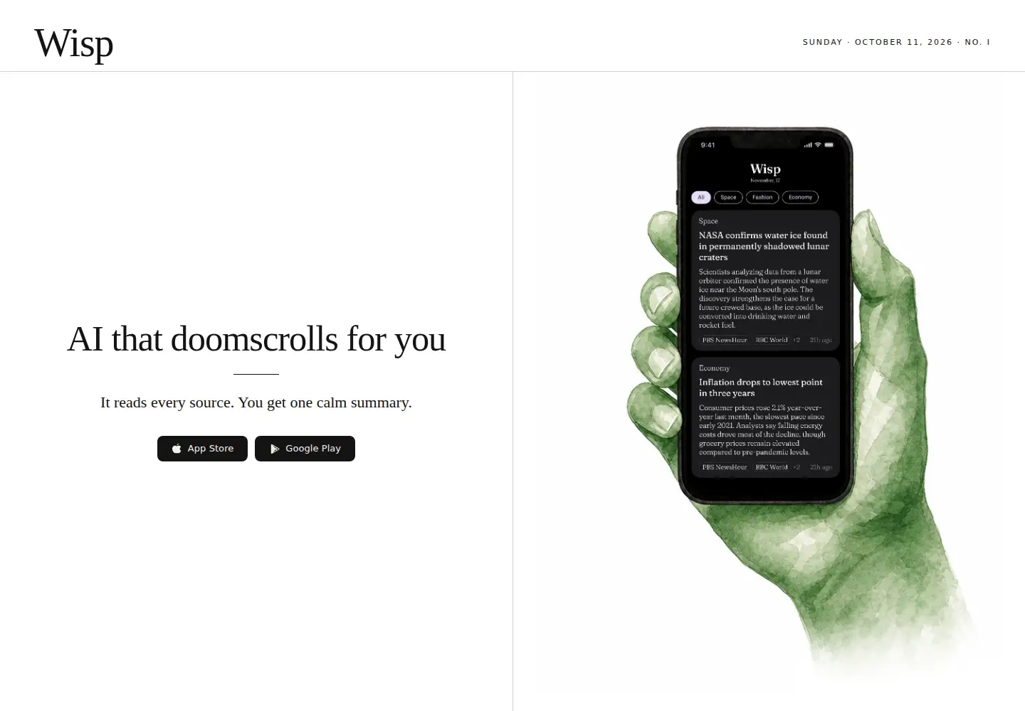 Screenshot of wisp.news