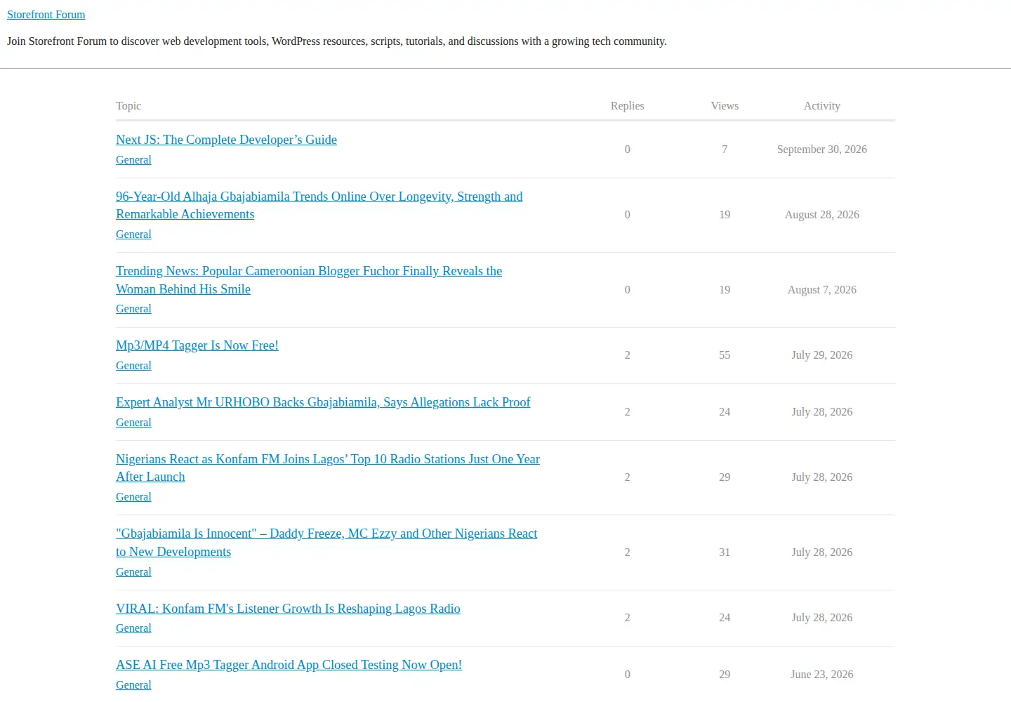 Captured homepage of storefront.com.ng in the current scan