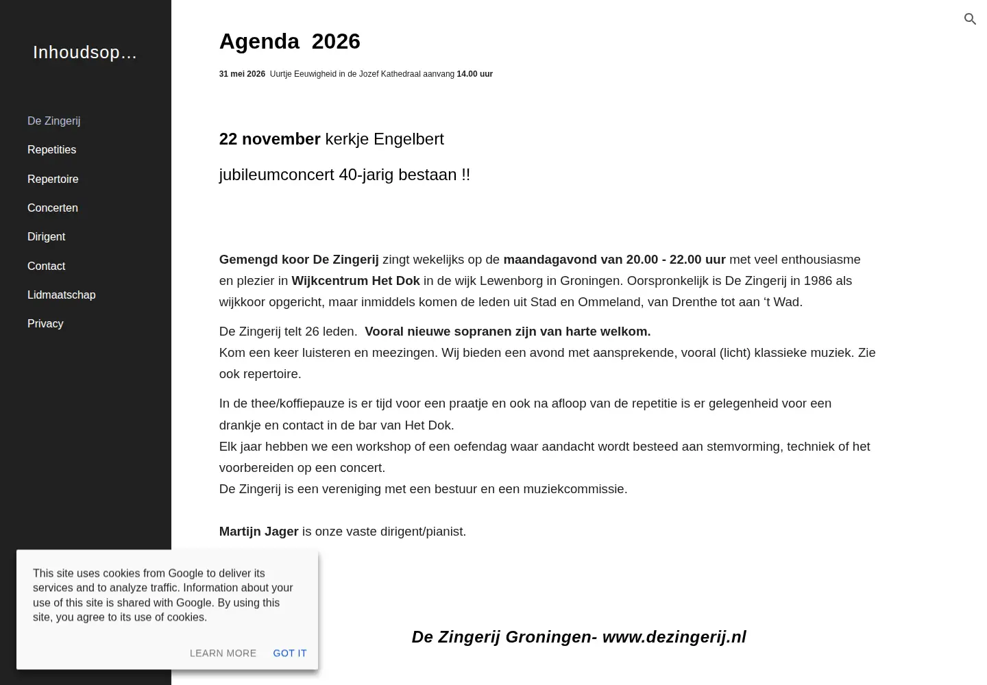 Captured homepage of dezingerij.nl in the current scan