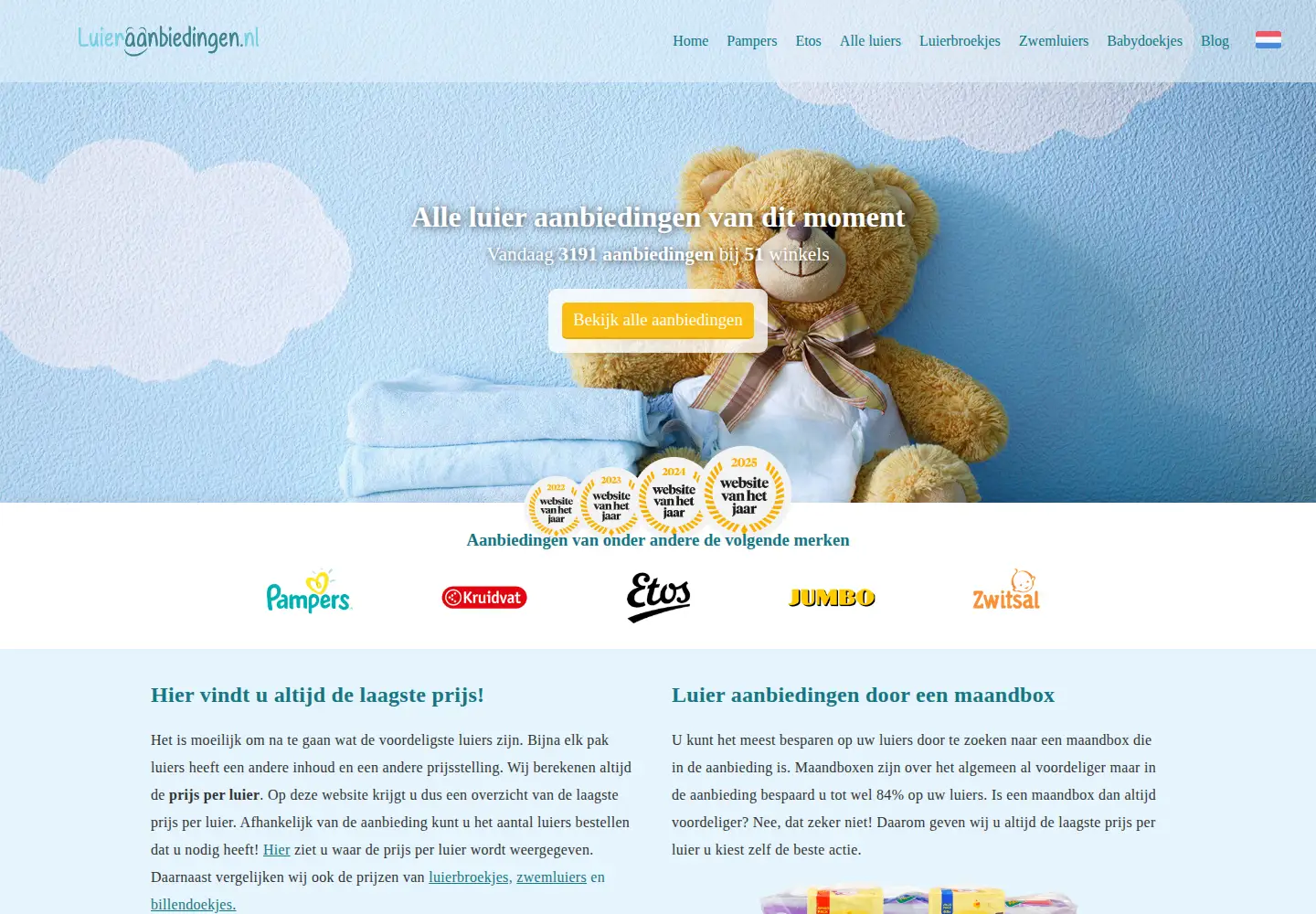 Captured homepage of luieraanbiedingen.nl in the current scan