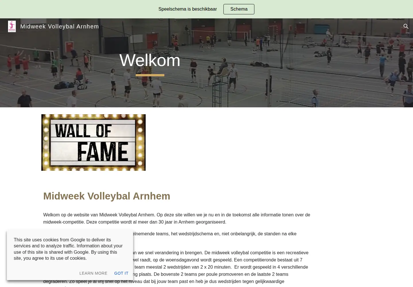 Captured homepage of midweekvolleybal.nl in the current scan