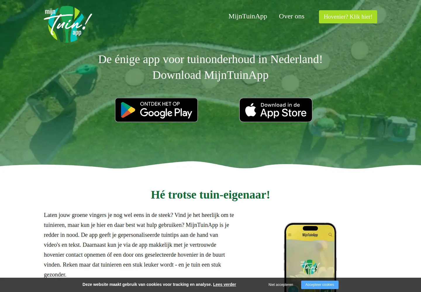 Captured homepage of mijntuinapp.nl in the current scan