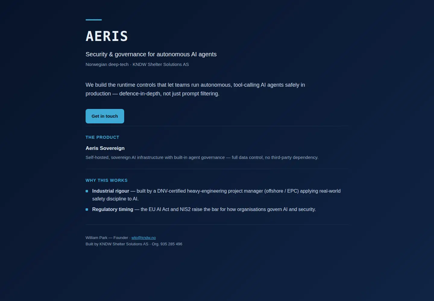 Screenshot of aeris.no
