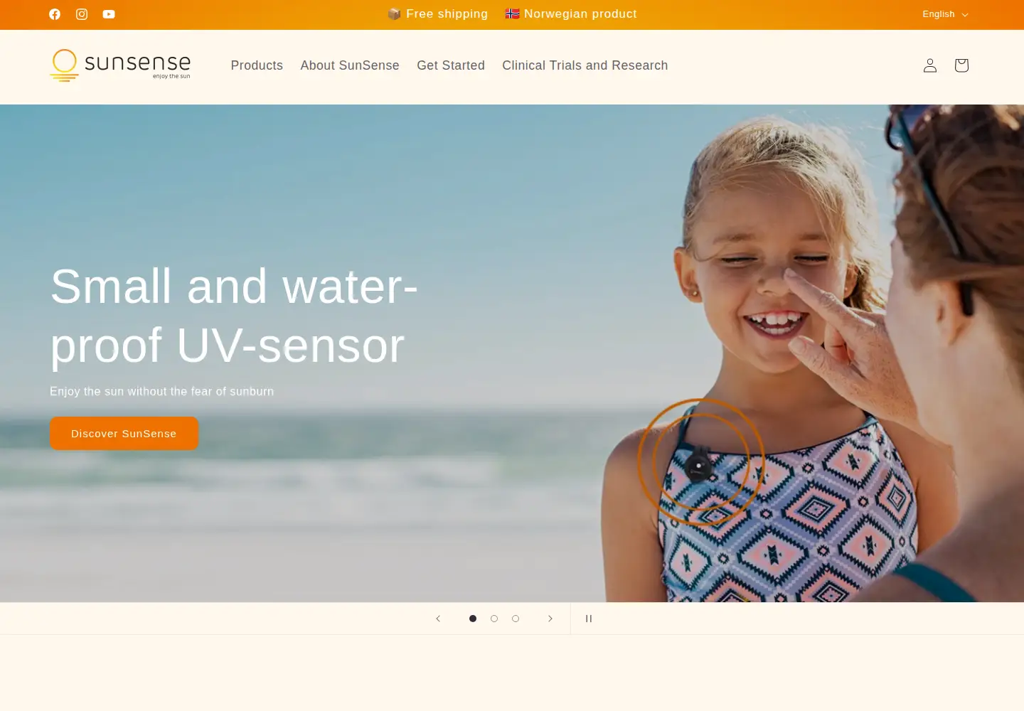 Captured homepage of sunsense.no in the current scan