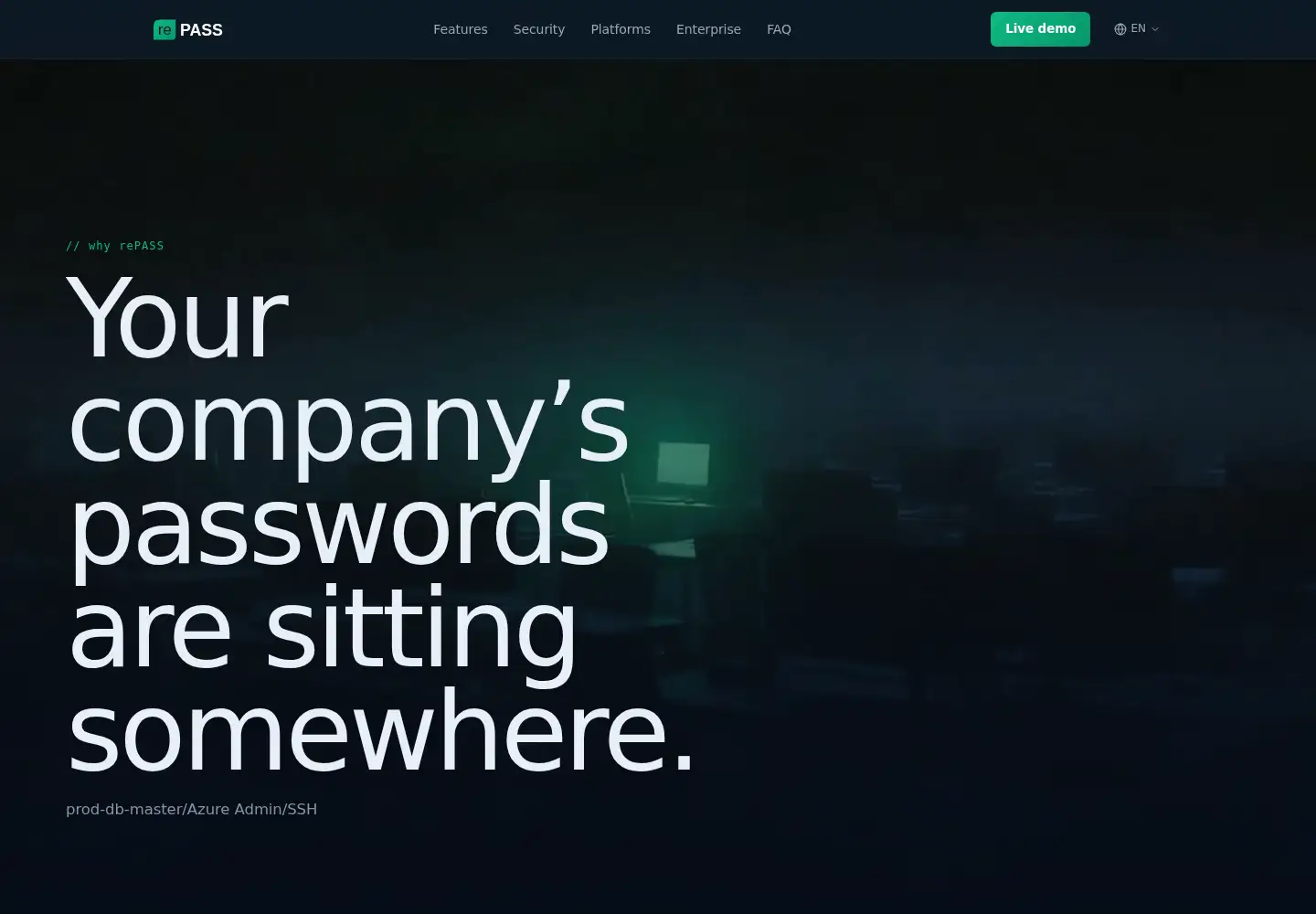 Captured homepage of repass.one in the current scan