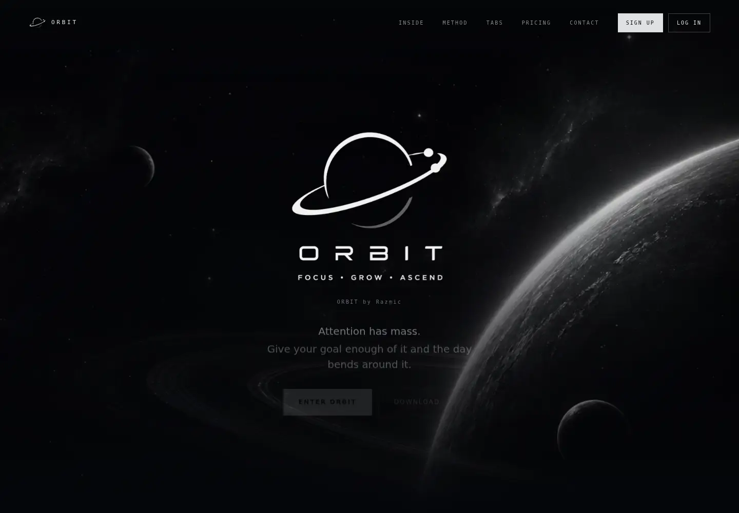 Captured homepage of tryorbit.one in the current scan