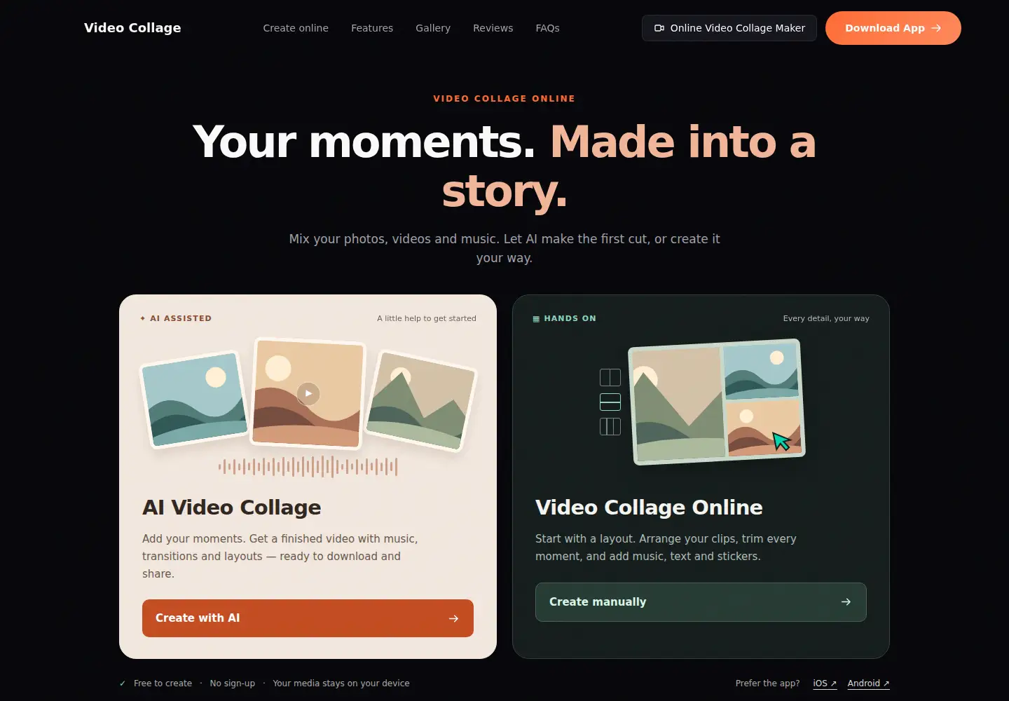Captured homepage of videocollage.onl in the current scan