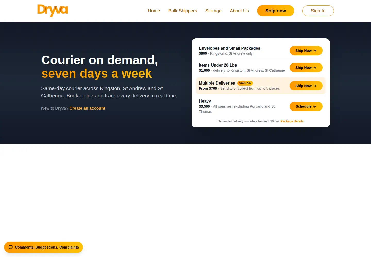 Captured homepage of dryva.online in the current scan