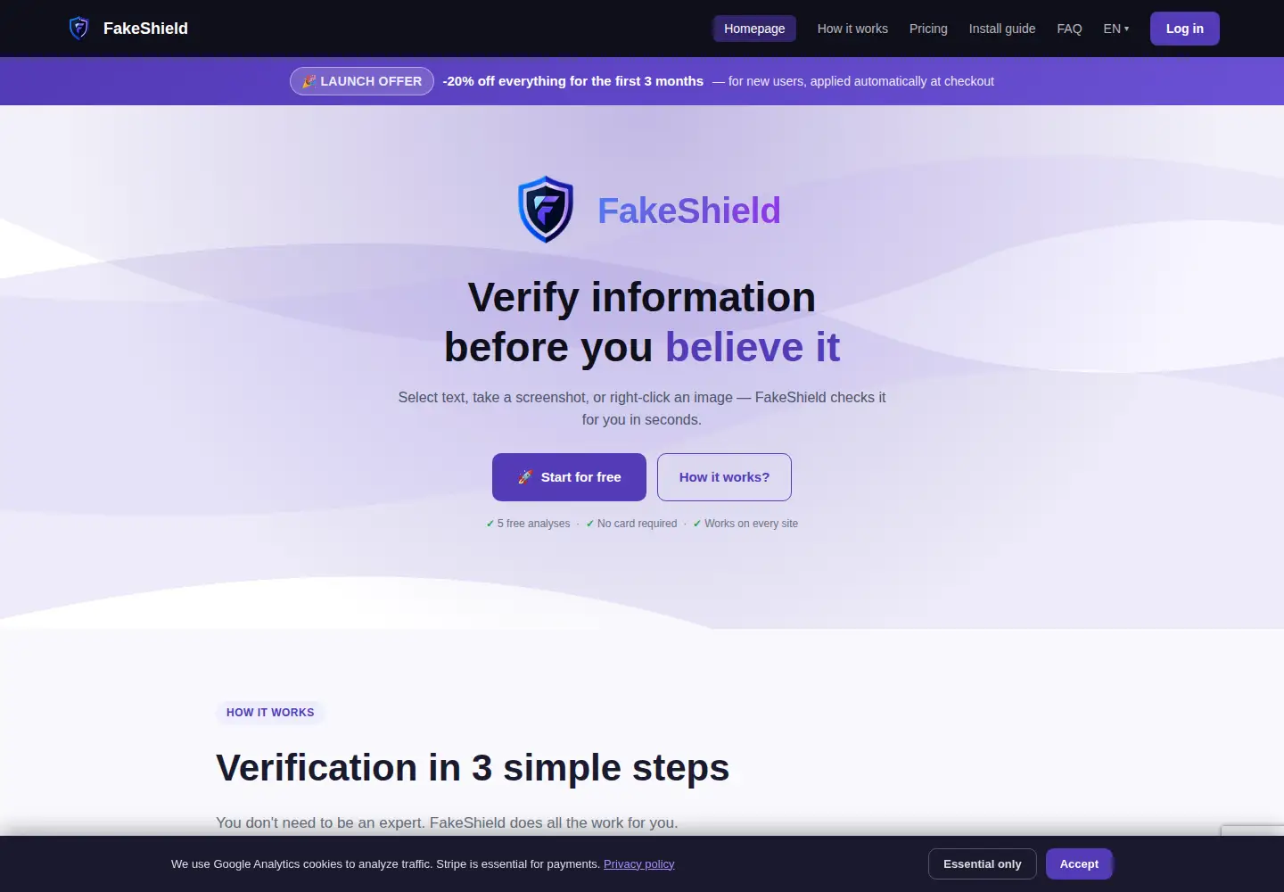 Captured homepage of fakeshield.online in the current scan