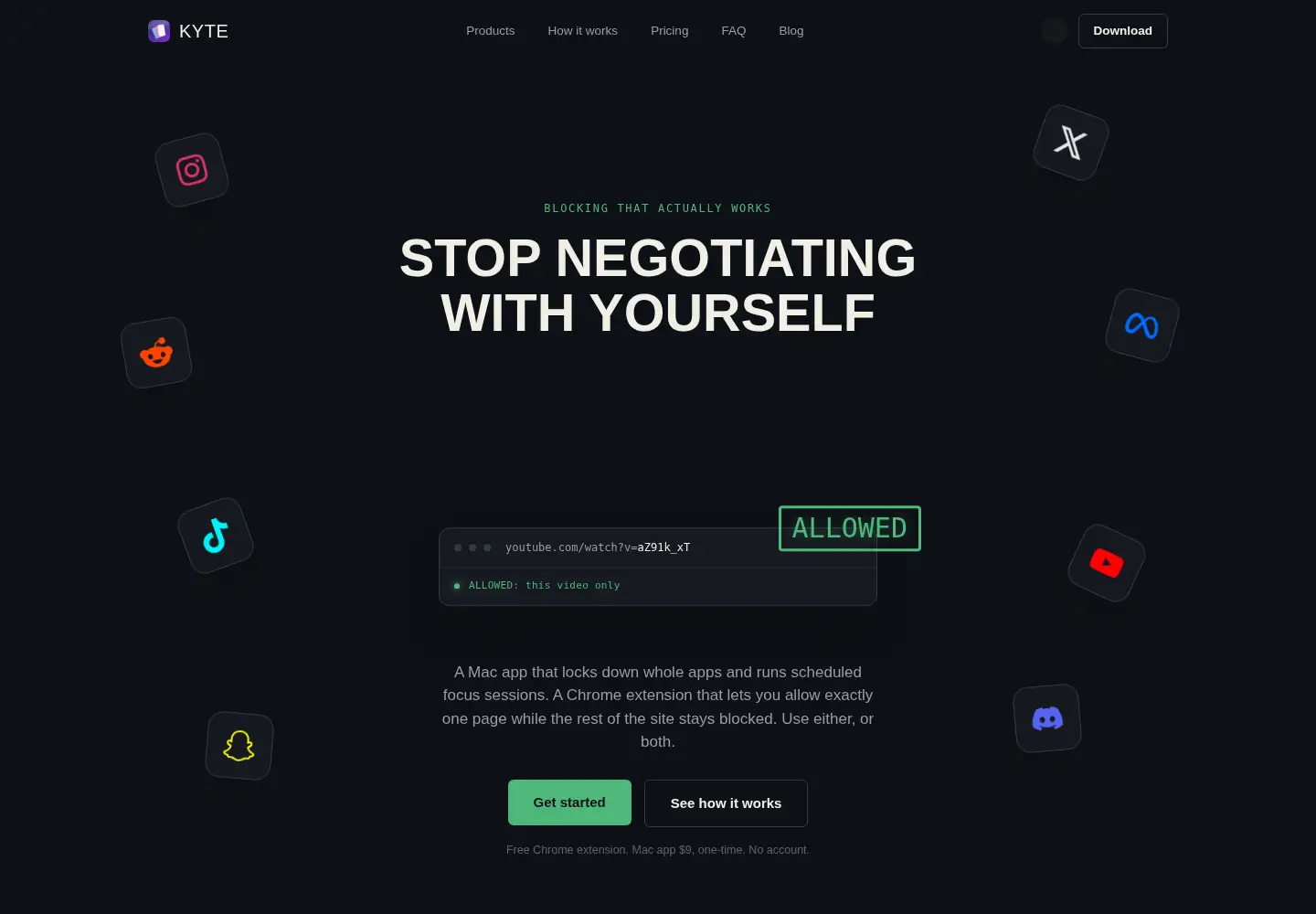 Captured homepage of getkyte.online in the current scan