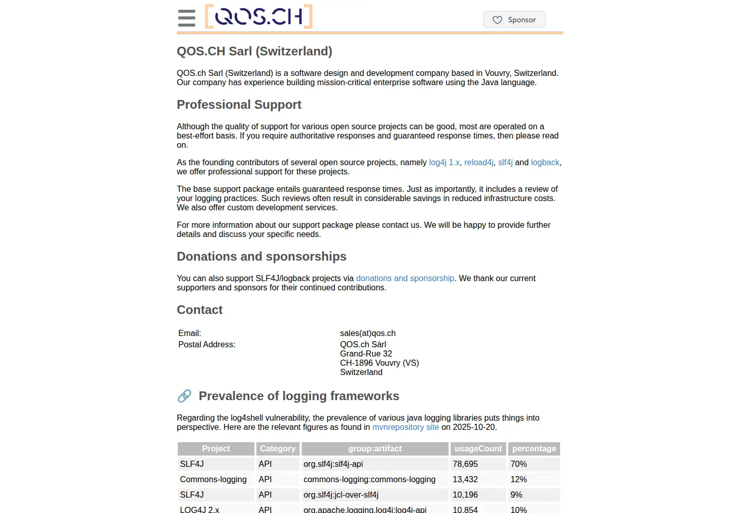 Screenshot of qos.ch