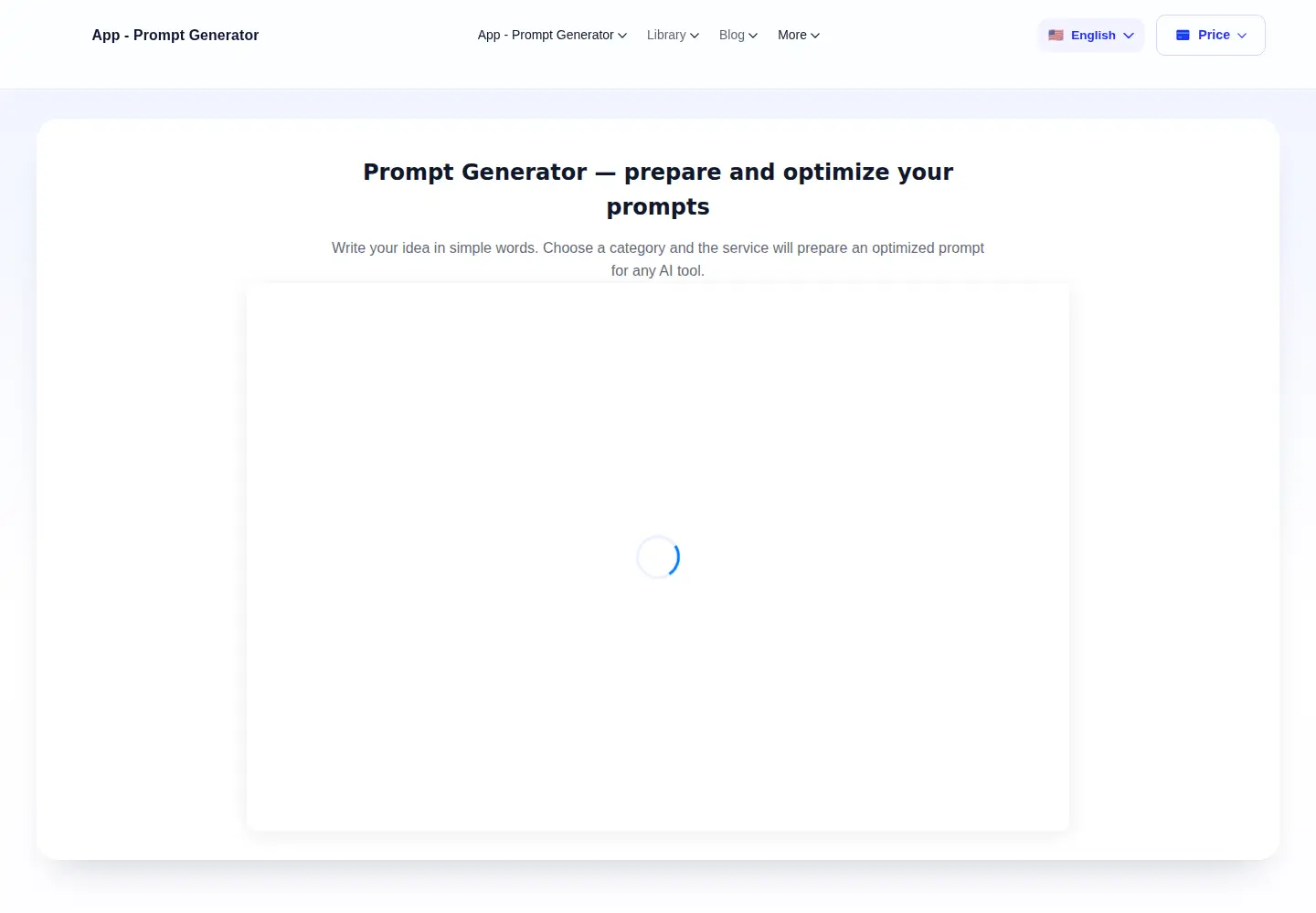 Captured homepage of prompt-generator.online in the current scan