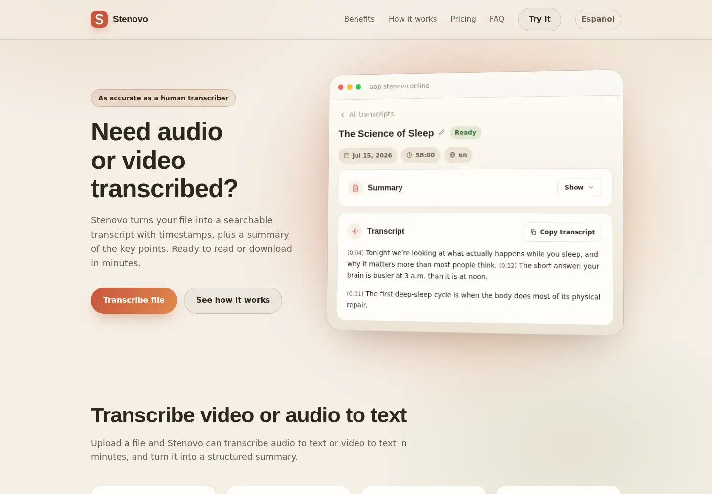 Screenshot of stenovo.online
