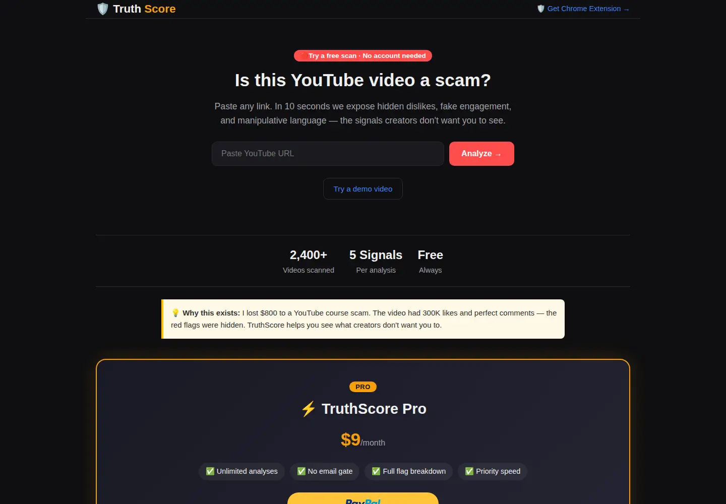 Screenshot of truthscore.online
