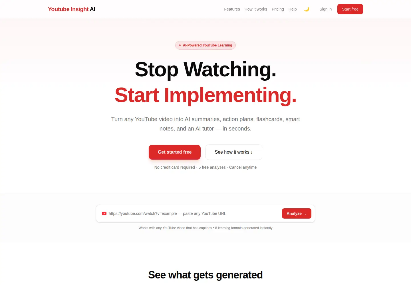 Captured homepage of youtubeinsightai.online in the current scan