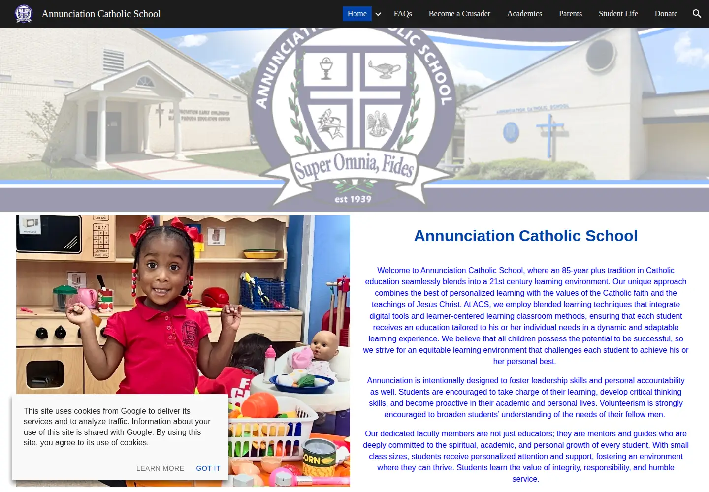 Captured homepage of acsbogalusa.org in the current scan