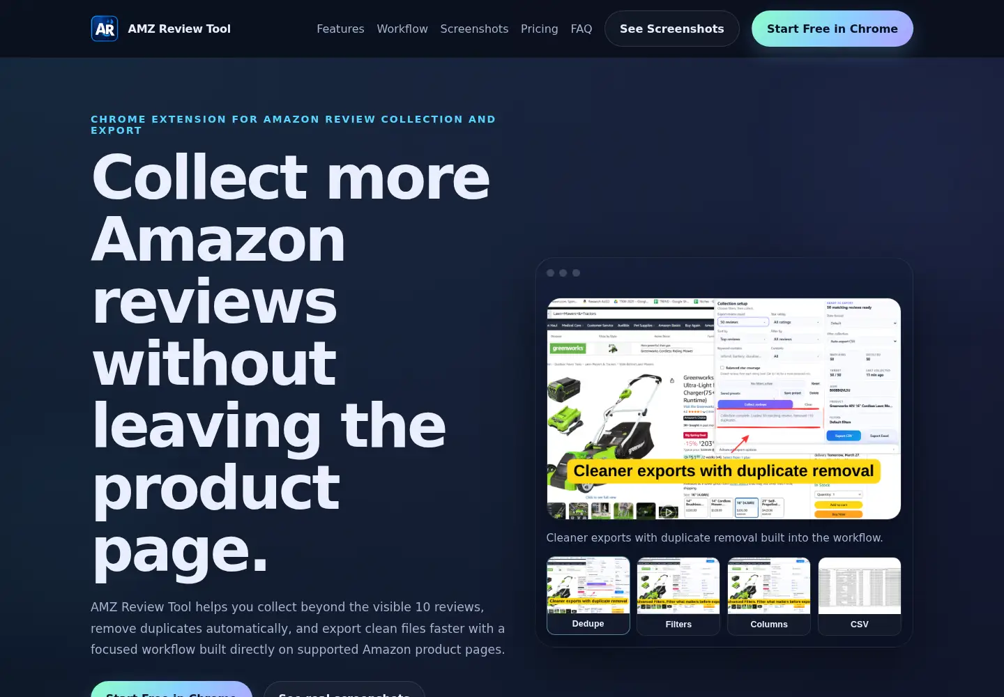Captured homepage of amzreviewtool.org in the current scan