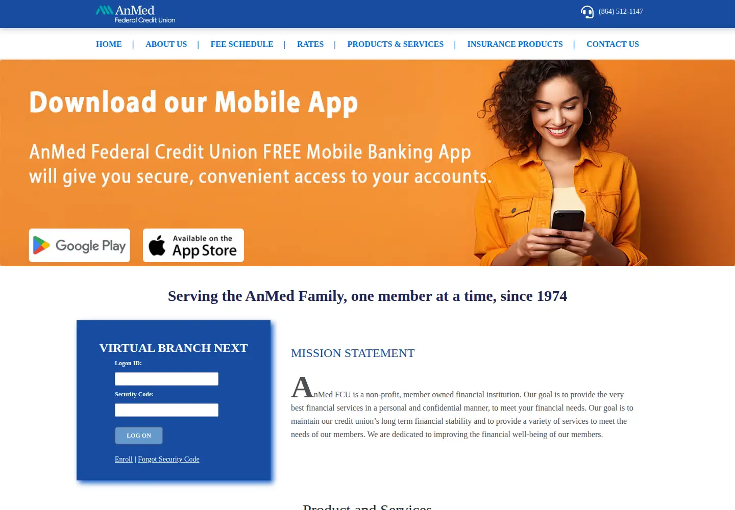 Screenshot of anmedhealthfcu.org