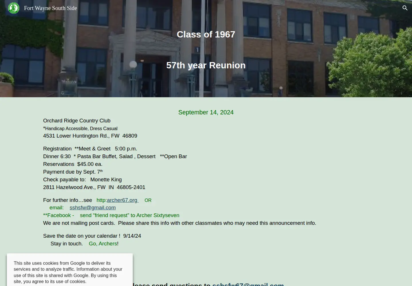 Captured homepage of archer67.org in the current scan